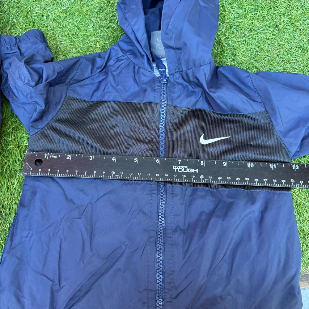 Vtg Y2K Nike‎ Coveralls Infant Size 12M Hooded Lined Zip Up Navy Blue Streetwear